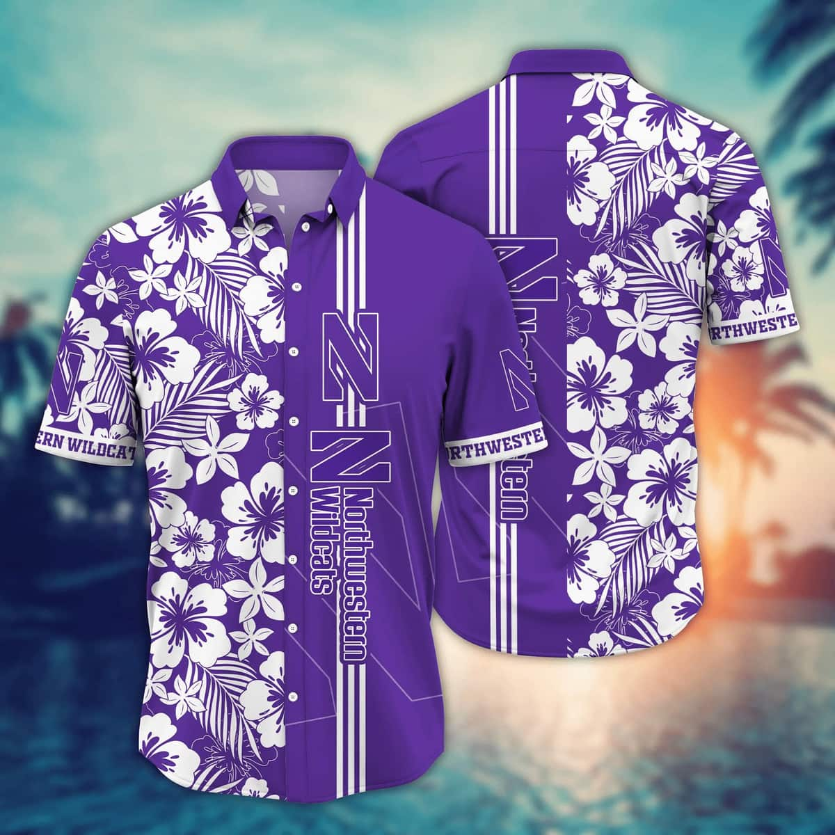 Floral Aloha NCAA Northwestern Wildcats Hawaiian Shirt Cool Gift For Friend