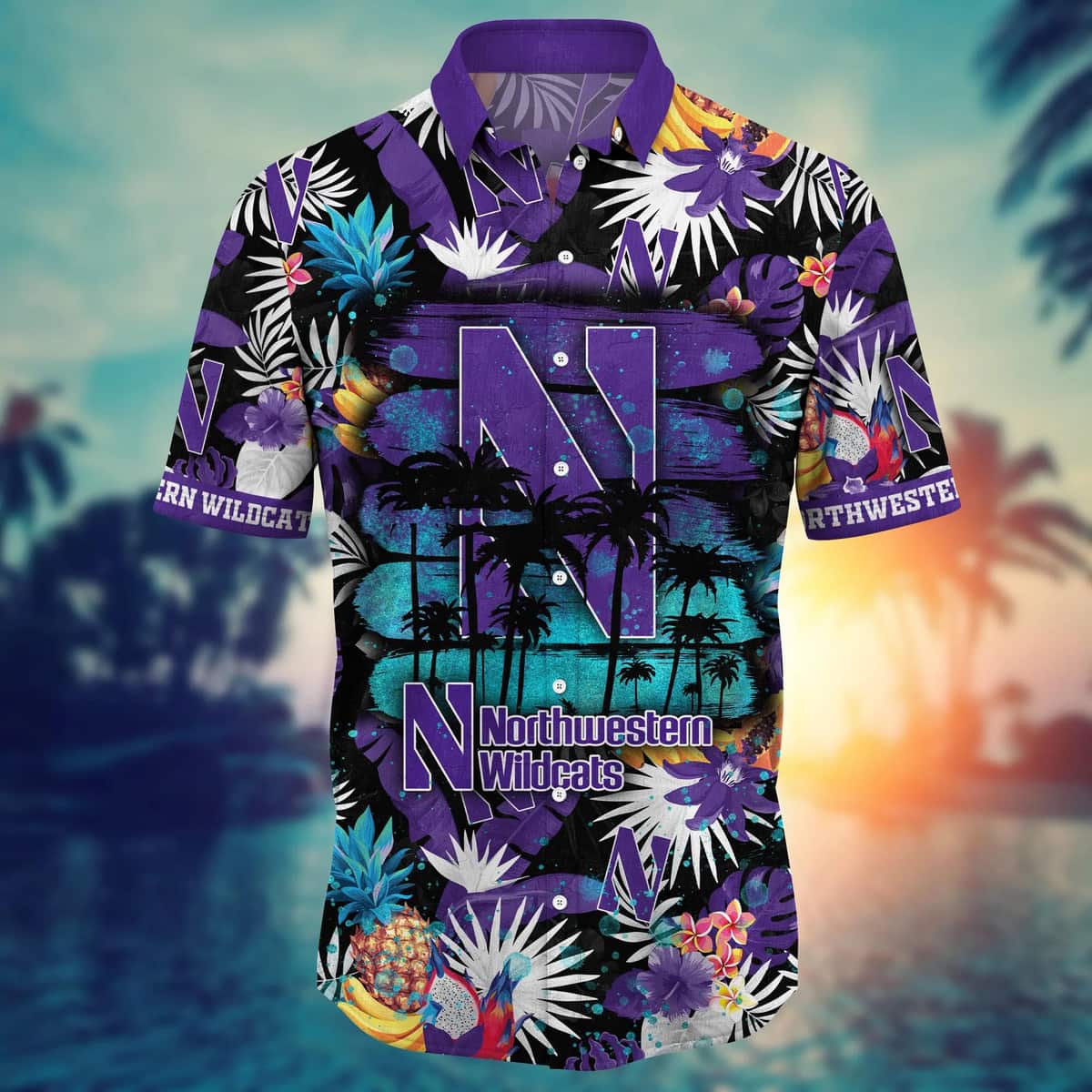 Colorful NCAA Northwestern Wildcats Hawaiian Shirt Tropical Fruits Gift For Great Dad Colorful NCAA Northwestern Wildcats Hawaiian Shirt Tropical Fruits Gift For Great Dad