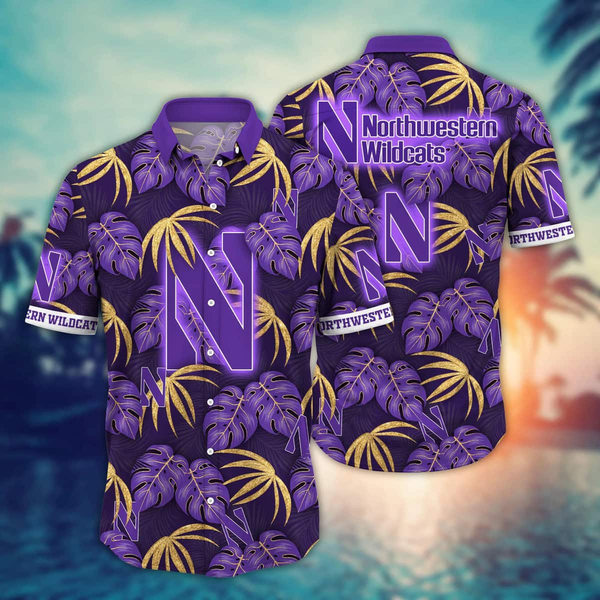 Classic NCAA Northwestern Wildcats Hawaiian Shirt Palm Leaves Gift For Boyfriend Classic NCAA Northwestern Wildcats Hawaiian Shirt Palm Leaves Gift For Boyfriend