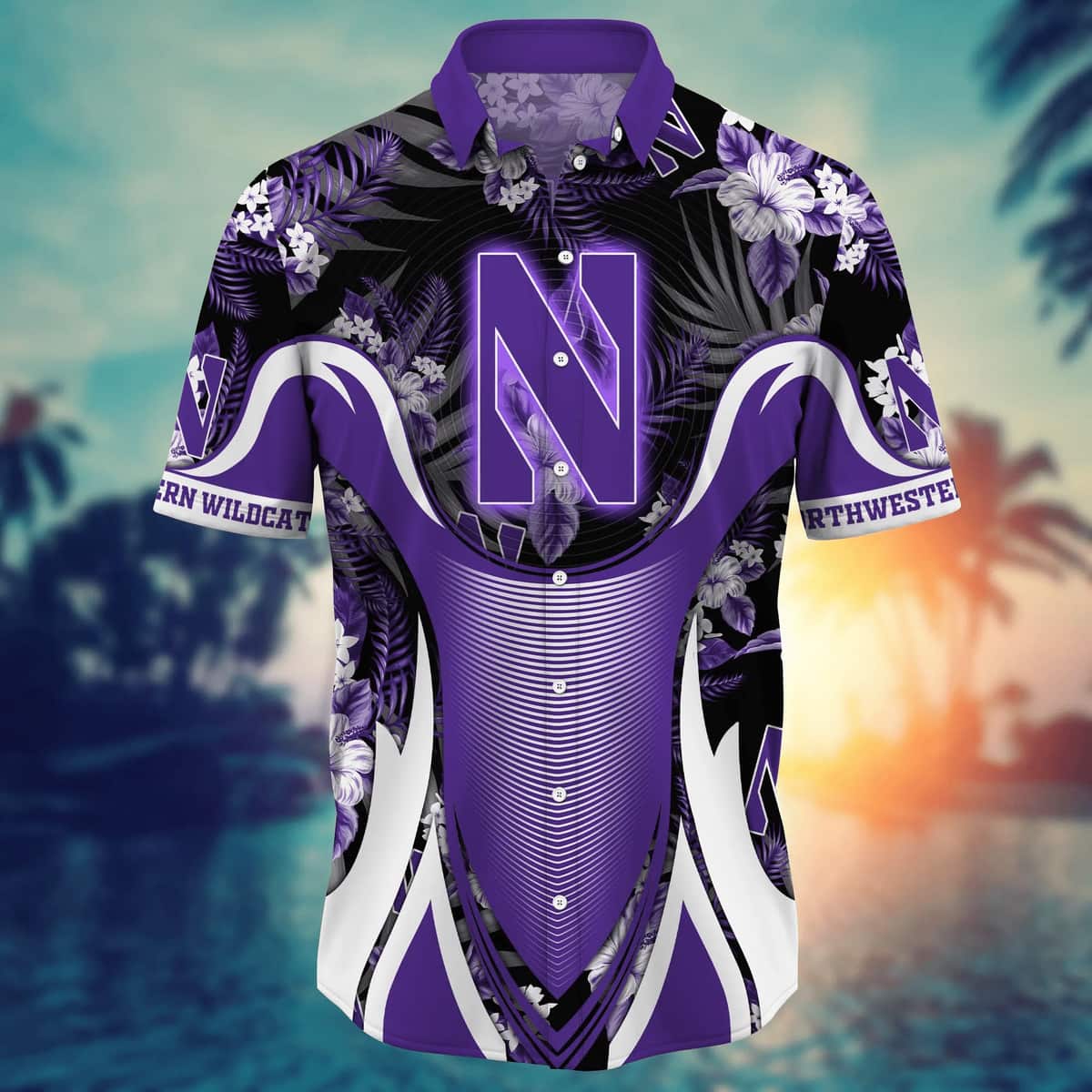 NCAA Northwestern Wildcats Hawaiian Shirt Aloha Forest Cool Gift For Dad NCAA Northwestern Wildcats Hawaiian Shirt Aloha Forest Cool Gift For Dad