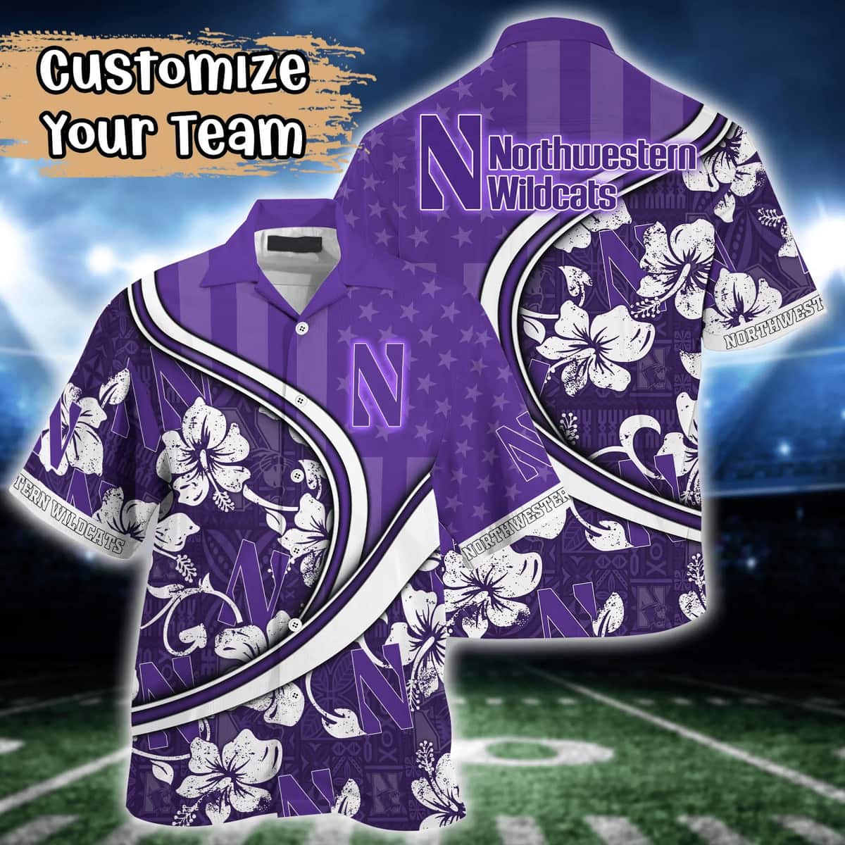 Cool Aloha NCAA Northwestern Wildcats Hawaiian Shirt Custom Name Gift For Mom Cool Aloha NCAA Northwestern Wildcats Hawaiian Shirt Custom Name Gift For Mom