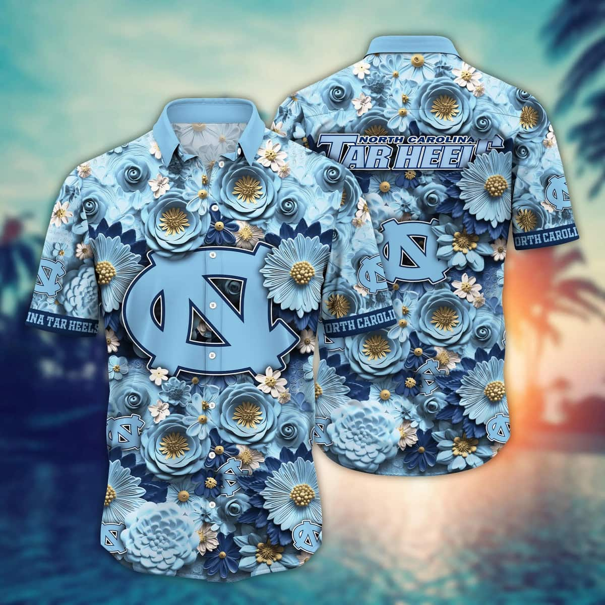 Awesome Aloha NCAA North Carolina Tar Heels Hawaiian Shirt Gift For New Grandpa