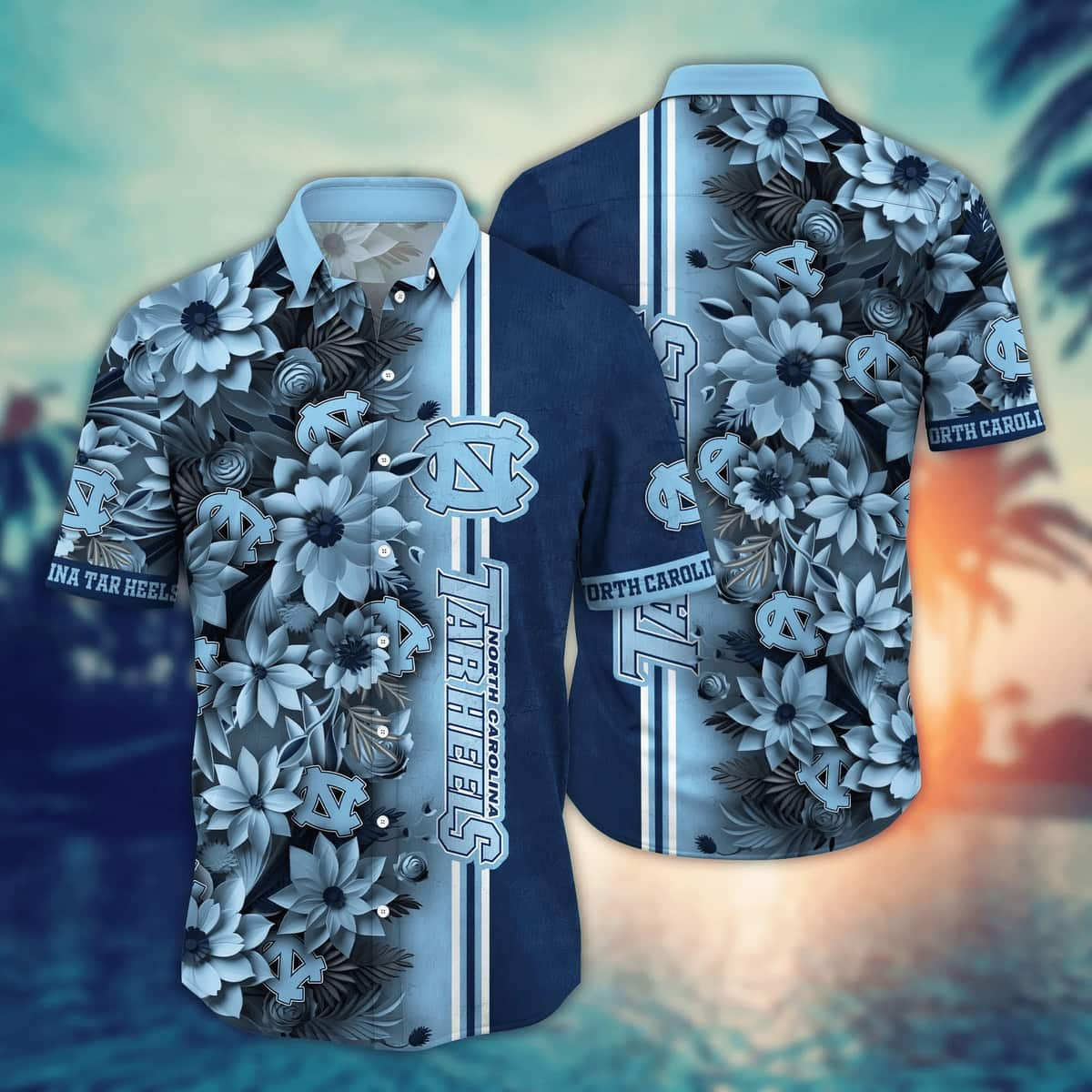 Stylish NCAA North Carolina Tar Heels Hawaiian Shirt Abstract Flower Gift For Son