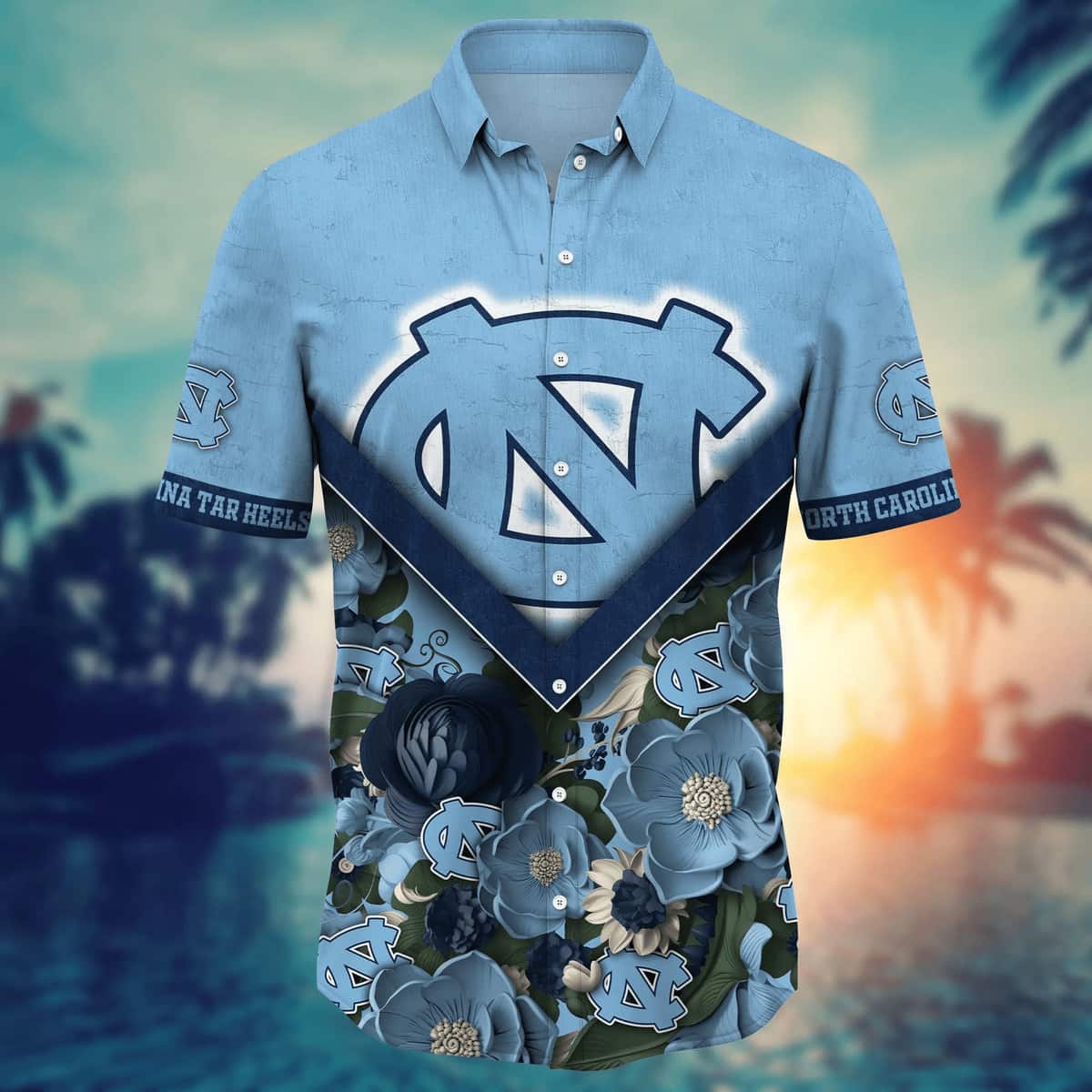 NCAA North Carolina Tar Heels Hawaiian Shirt Abstract Floweret Gift For Cool Dad NCAA North Carolina Tar Heels Hawaiian Shirt Abstract Floweret Gift For Cool Dad