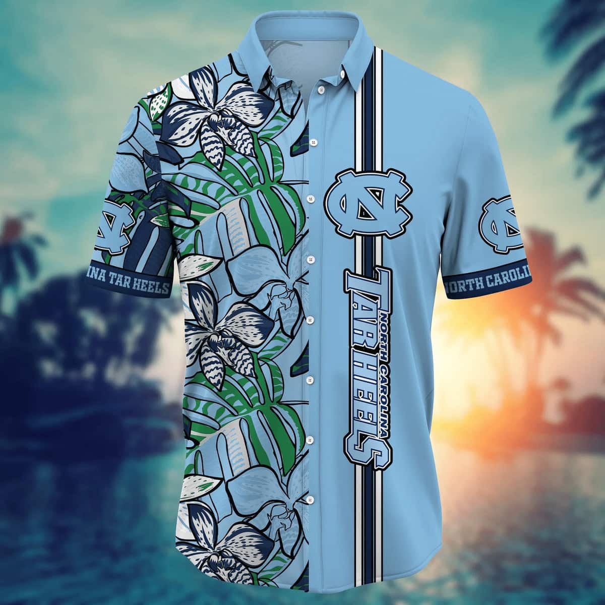 NCAA North Carolina Tar Heels Hawaiian Shirt Tropical Nature Gift For Great Dad NCAA North Carolina Tar Heels Hawaiian Shirt Tropical Nature Gift For Great Dad