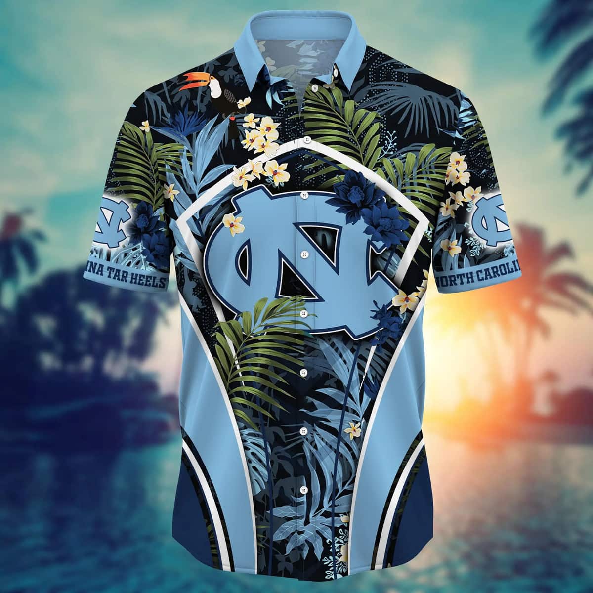 NCAA North Carolina Tar Heels Hawaiian Shirt Palm Leaves Practical Beach Gift For Friends NCAA North Carolina Tar Heels Hawaiian Shirt Palm Leaves Practical Beach Gift For Friends