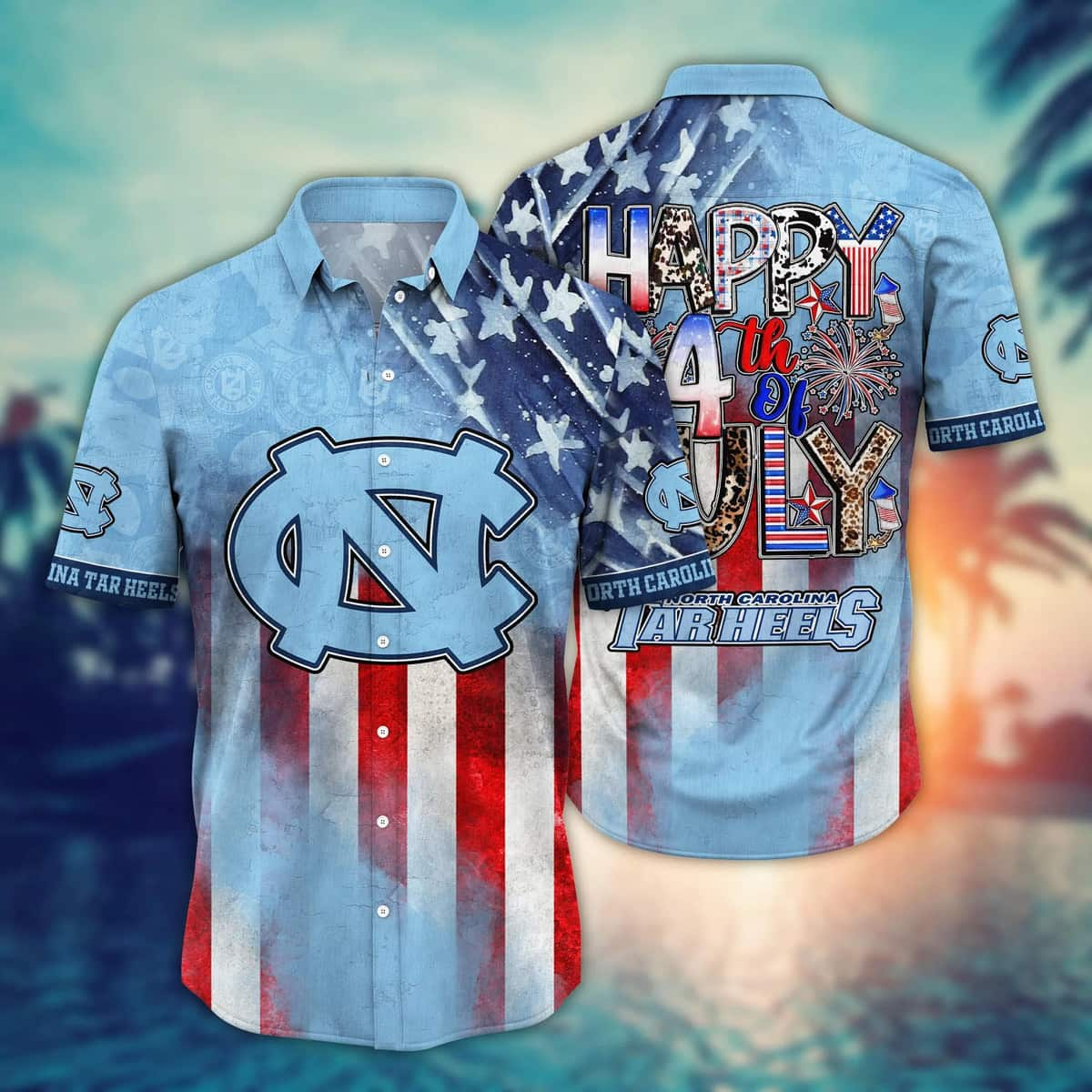 Trending Aloha NCAA North Carolina Tar Heels Hawaiian Shirt Happy 4th Of July Gift For Dad