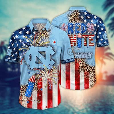 NCAA North Carolina Tar Heels Hawaiian Shirt Fireworks Independence Day Gift For Best Friend NCAA North Carolina Tar Heels Hawaiian Shirt Fireworks Independence Day Gift For Best Friend