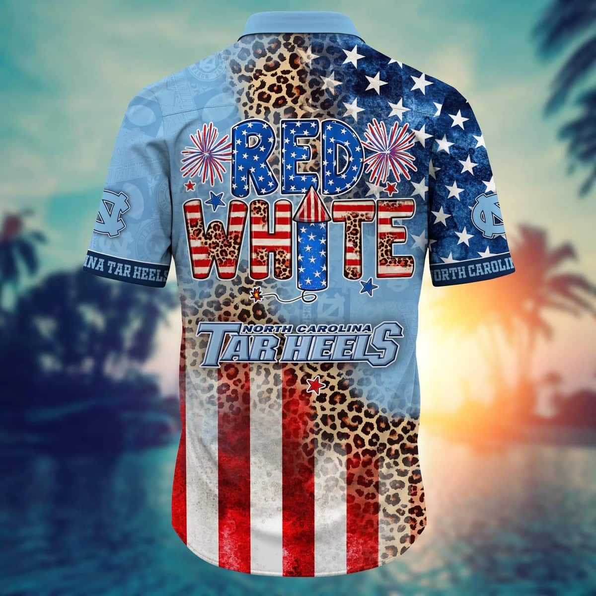 NCAA North Carolina Tar Heels Hawaiian Shirt Fireworks Independence Day Gift For Best Friend NCAA North Carolina Tar Heels Hawaiian Shirt Fireworks Independence Day Gift For Best Friend