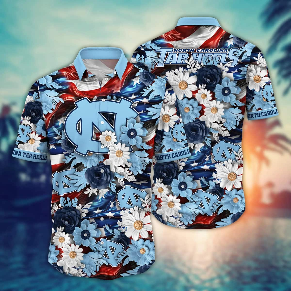 Awesome NCAA North Carolina Tar Heels Hawaiian Shirt Independence Day Beach Lovers Gifts