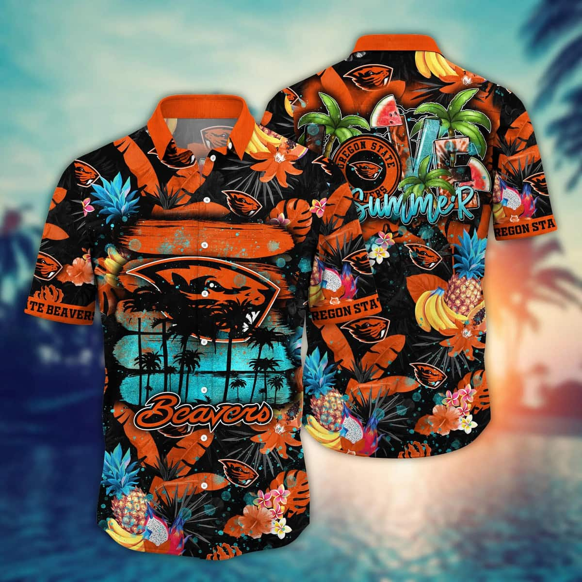 Colorful Oregon State Beavers NCAA Hawaiian Shirt Tropical Fruit Gift For Dad