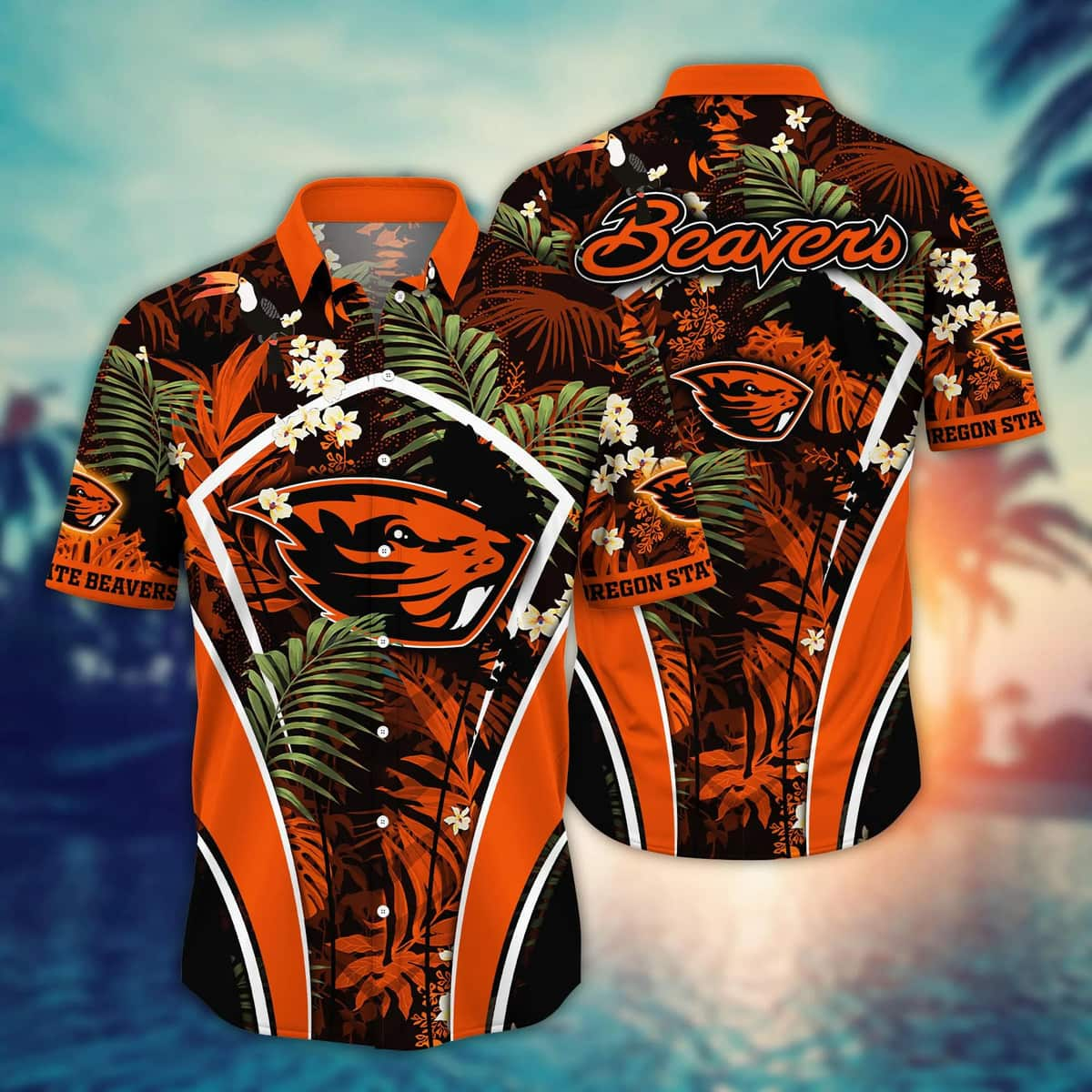 Stylish Oregon State Beavers NCAA Hawaiian Shirt Palm Leaves Gift For New Dad