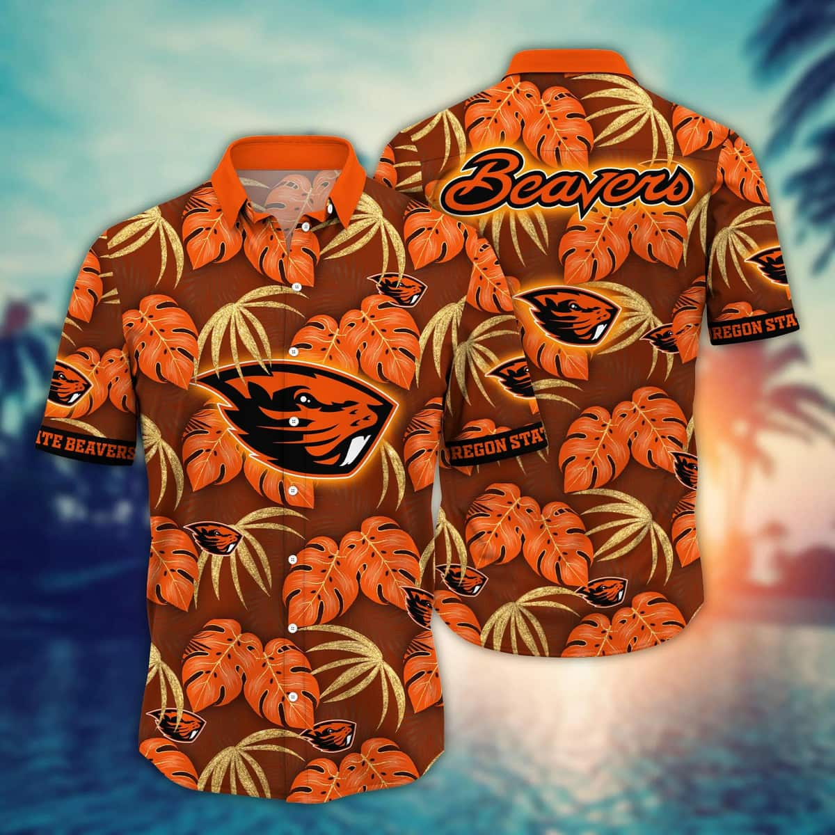 Classic NCAA Oregon State Beavers Hawaiian Shirt Palm Leaves Gift For Family