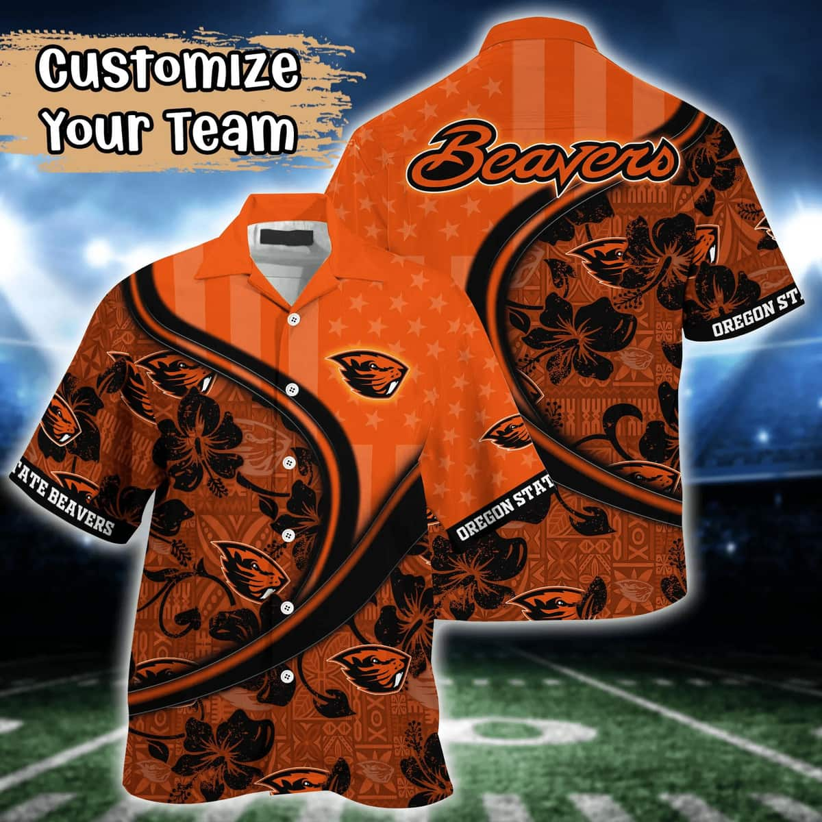 Classic Aloha NCAA Oregon State Beavers Hawaiian Shirt Custom Name Gift For Boyfriend