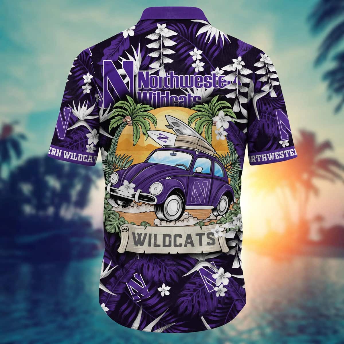 Trending NCAA Northwestern Wildcats Hawaiian Shirt Palm Leaves Gift For Family Trending NCAA Northwestern Wildcats Hawaiian Shirt Palm Leaves Gift For Family