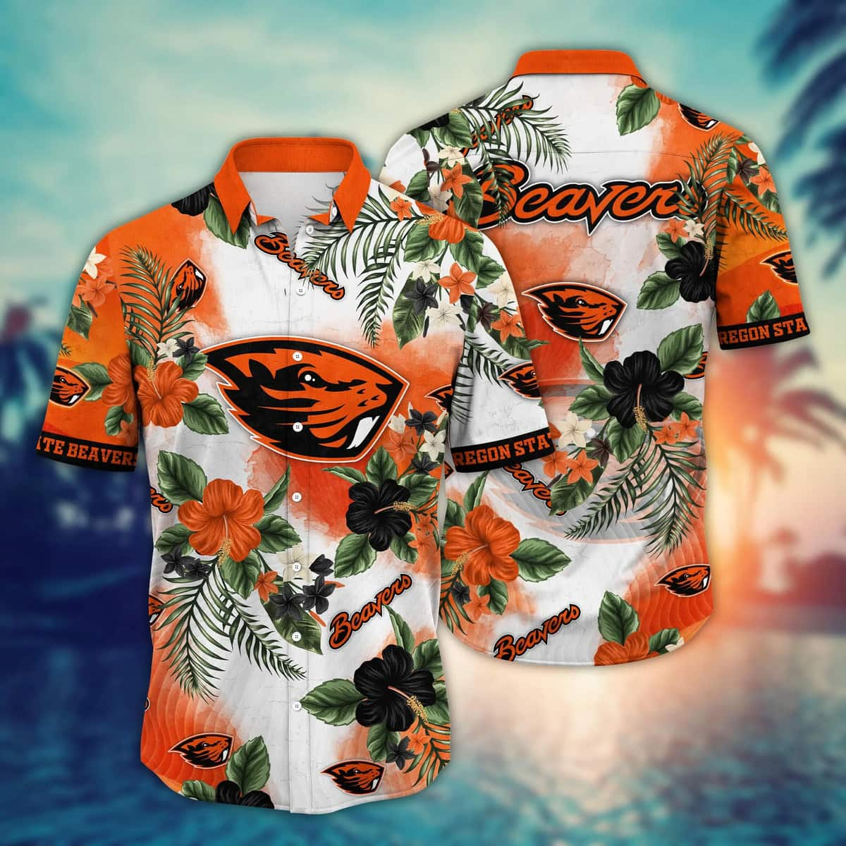 Stylish NCAA Oregon State Beavers Hawaiian Shirt Hibiscus Flowers Gift For Family