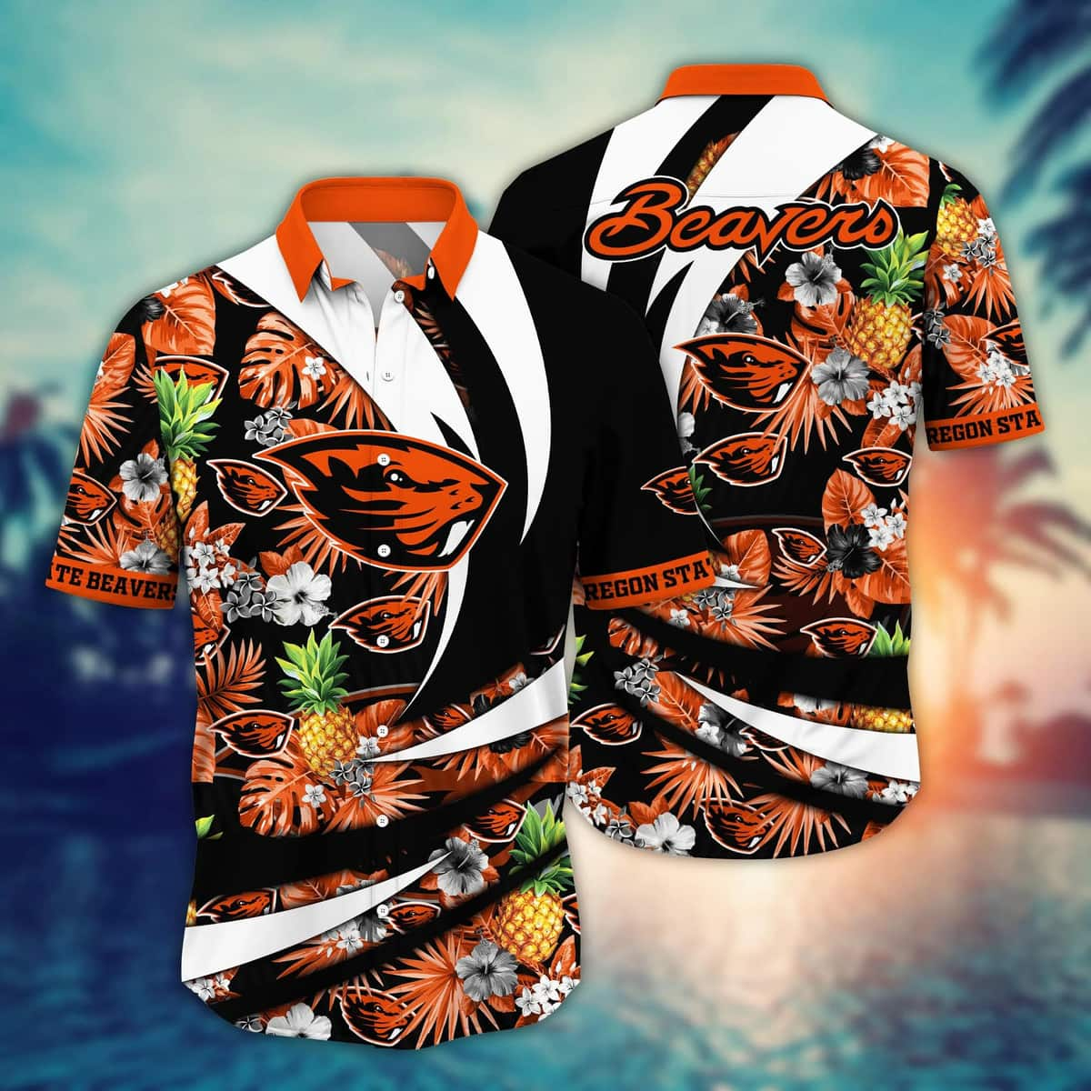 NCAA Oregon State Beavers Hawaiian Shirt Tropical Flora Gift For Dad