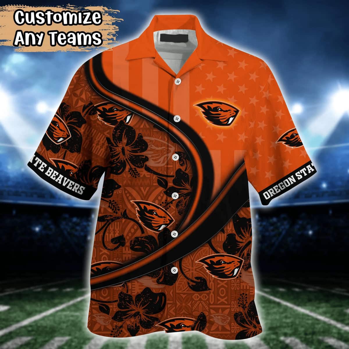 NCAA Oregon State Beavers Hawaiian Shirt Custom Name Tropical Blossom Gift For Dad NCAA Oregon State Beavers Hawaiian Shirt Custom Name Tropical Blossom Gift For Dad