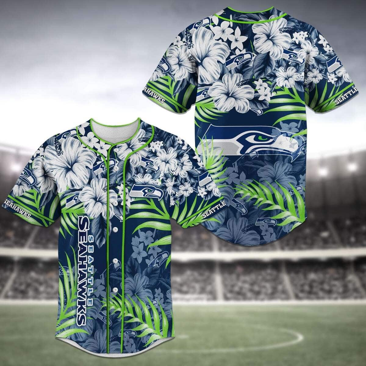 Aloha NFL Seattle Seahawks Baseball Jersey Hibiscus Flowers Gift For Family