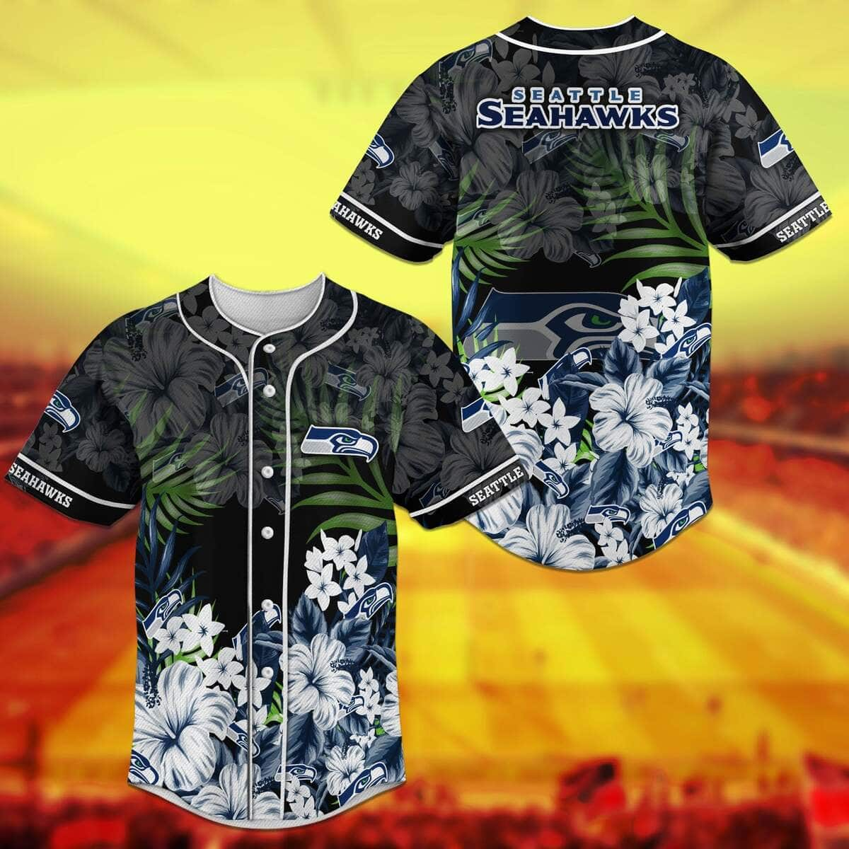 Aloha NFL Seattle Seahawks Baseball Jersey Hibiscus Flowers Gift For Fans