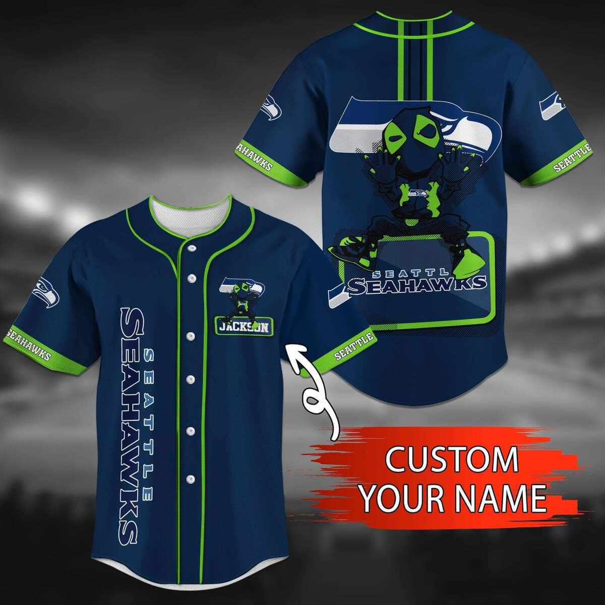 Custom NFL Seattle Seahawks Baseball Jersey Gift For Husband