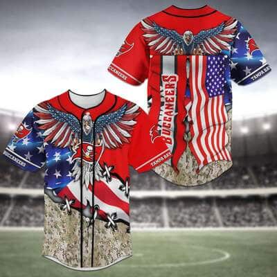 Stylish NFL Tampa Bay Buccaneers Baseball Jersey Eagles And US Flag Gift For Brother Stylish NFL Tampa Bay Buccaneers Baseball Jersey Eagles And US Flag Gift For Brother
