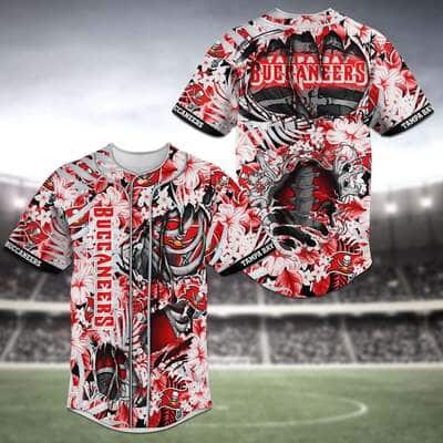 Cool NFL Tampa Bay Buccaneers Baseball Jersey Skeleton And Flowers Gift For Family Cool NFL Tampa Bay Buccaneers Baseball Jersey Skeleton And Flowers Gift For Family