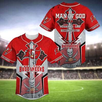 Red NFL Tampa Bay Buccaneers Baseball Jersey Man Of God Husband Dad Buccaneers Fan Gift For Him Red NFL Tampa Bay Buccaneers Baseball Jersey Man Of God Husband Dad Buccaneers Fan Gift For Him
