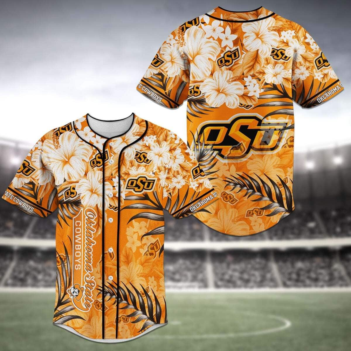 Aloha MLB Oklahoma State Cowboys Baseball Jersey Tropical Flower Gift For Grandpa