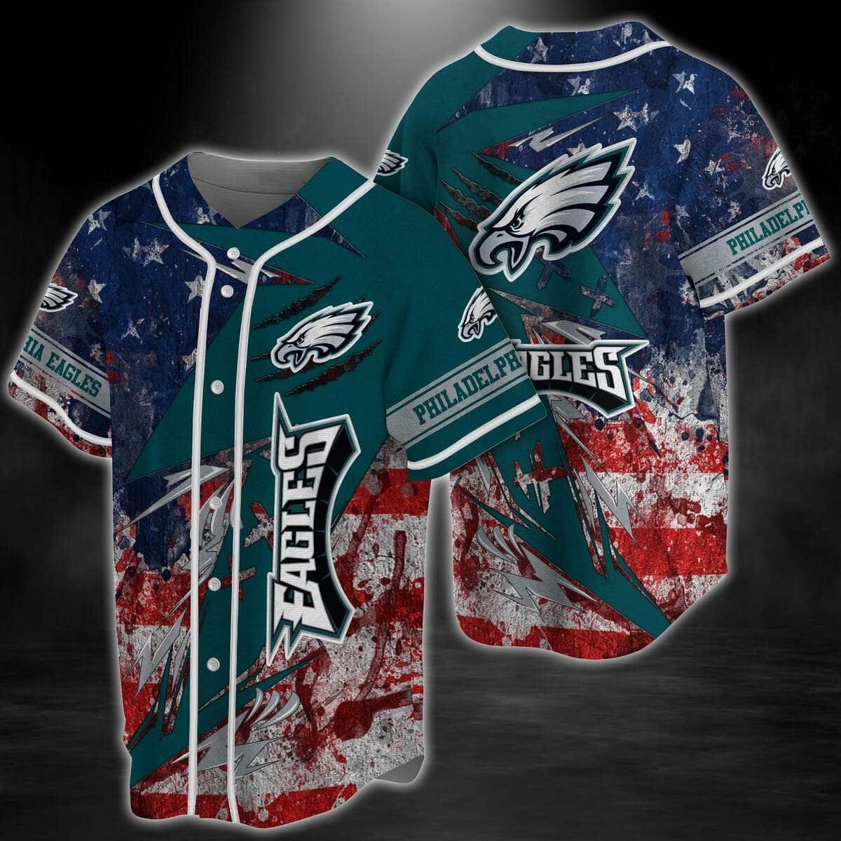 Retro NFL Philadelphia Eagles Baseball Jersey America Flag Gift For Boyfriend Retro NFL Philadelphia Eagles Baseball Jersey America Flag Gift For Boyfriend