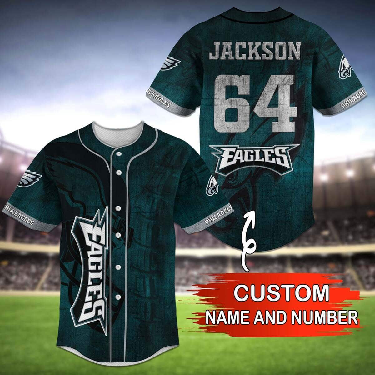 Custom Name And Number NFL Philadelphia Eagles Baseball Jersey Gift For Sporty Husband Custom Name And Number NFL Philadelphia Eagles Baseball Jersey Gift For Sporty Husband