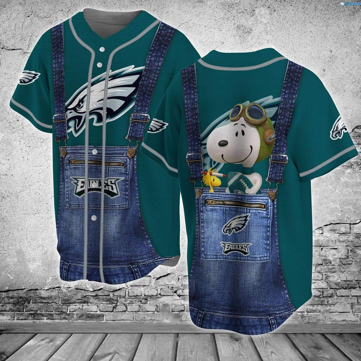 NFL Philadelphia Eagles Baseball Jersey Snoopy Pilot Best Gift For Grandpa