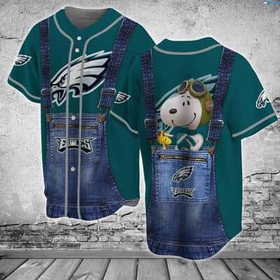 NFL Philadelphia Eagles Baseball Jersey Snoopy Pilot Best Gift For Grandpa NFL Philadelphia Eagles Baseball Jersey Snoopy Pilot Best Gift For Grandpa
