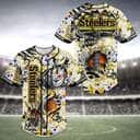 Cool NFL Pittsburgh Steelers Baseball Jersey Skeleton And Flowers Gift For Father-In-Law Cool NFL Pittsburgh Steelers Baseball Jersey Skeleton And Flowers Gift For Father-In-Law