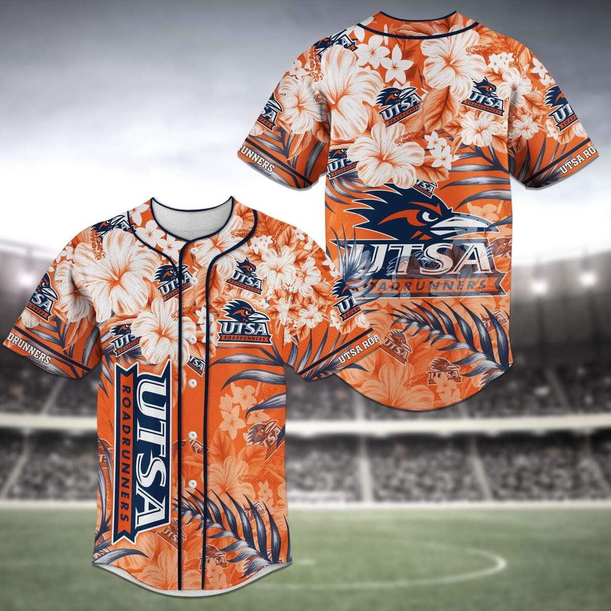 Aloha NFL UTSA Roadrunners Baseball Jersey Tropical Flower Gift For Husband