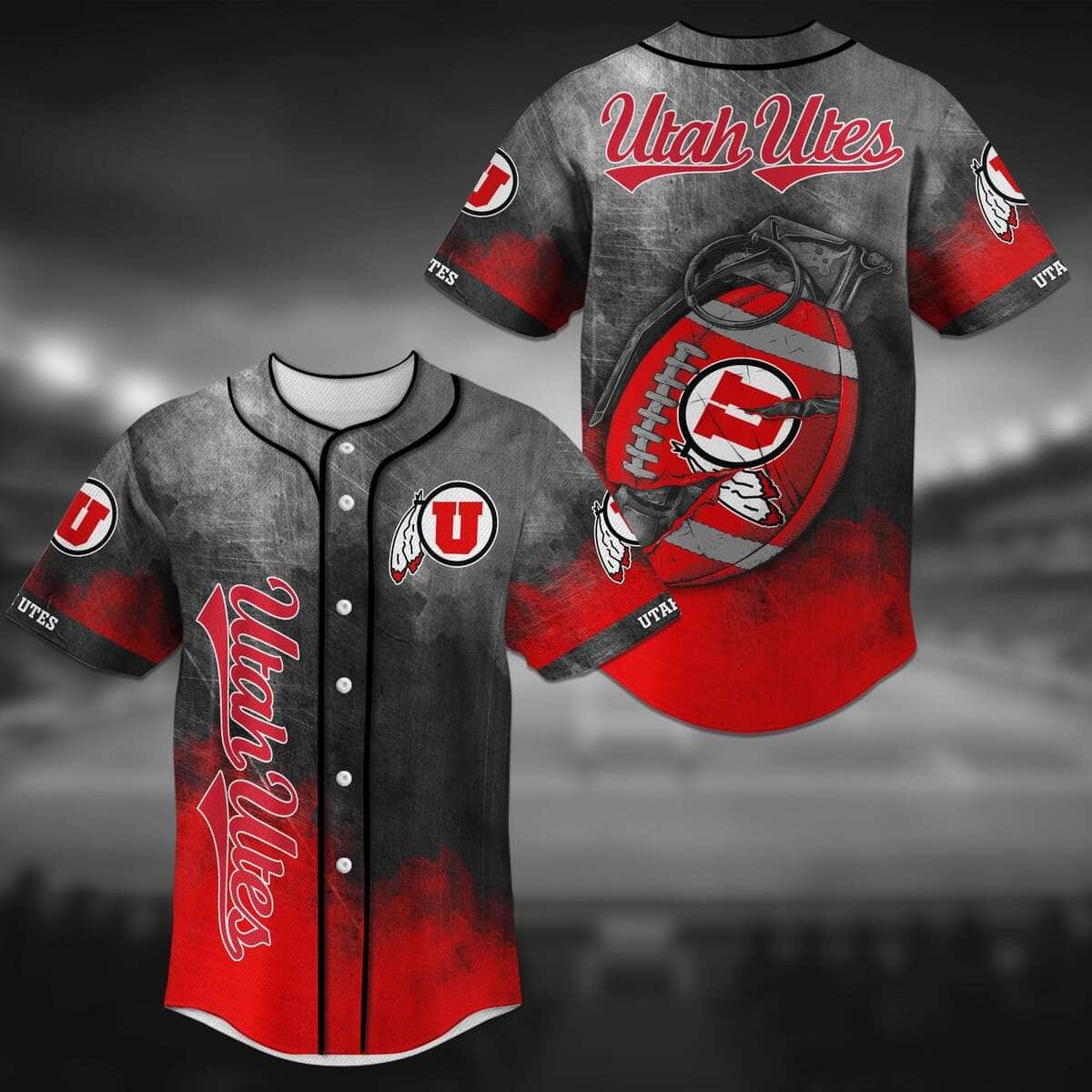 Stylish NFL Utah Utes Baseball Jersey Grenade Pattern Gift For Family