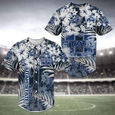 Aloha MLB Utah State Aggies Baseball Jersey Flowers And Leaves Gift For Dad Aloha MLB Utah State Aggies Baseball Jersey Flowers And Leaves Gift For Dad