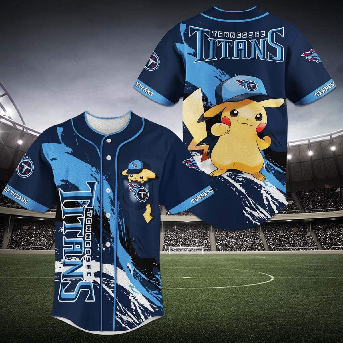 Stylish NFL Tennessee Titans Baseball Jersey Pikachu Gift For Friends Stylish NFL Tennessee Titans Baseball Jersey Pikachu Gift For Friends