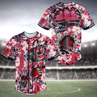 Cool MLB Cleveland Indians Baseball Jersey Skeleton And Flowers Gift For Husband Cool MLB Cleveland Indians Baseball Jersey Skeleton And Flowers Gift For Husband