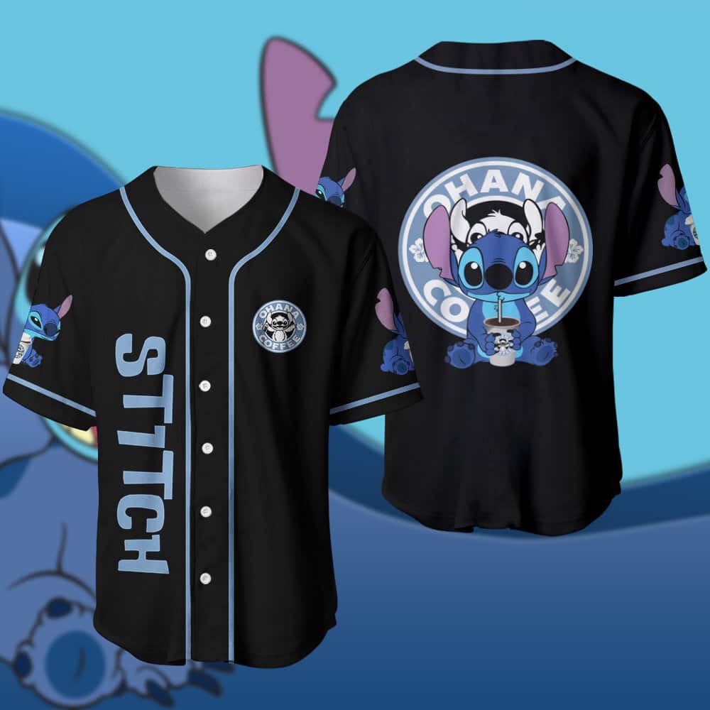 Black Lilo And Stitch Baseball Jersey Coffee Cute Gift For Family Black Lilo And Stitch Baseball Jersey Coffee Cute Gift For Family