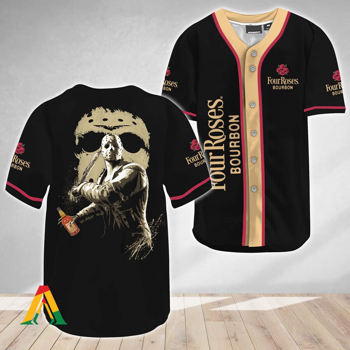 Jason Voorhees Baseball Jersey Friday The 13th Four Roses Bourbon Gift For Best Friends Jason Voorhees Baseball Jersey Friday The 13th Four Roses Bourbon Gift For Best Friends