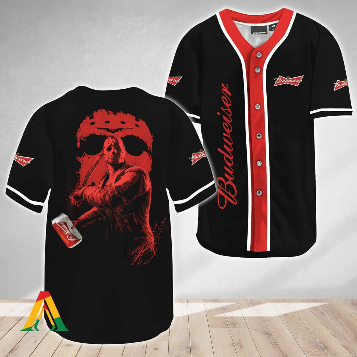 Halloween Jason Voorhees Baseball Jersey Friday The 13th Budweiser Beer Gift For Husband