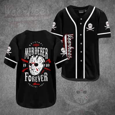 Black Jason Voorhees Baseball Jersey Friday The 13th Gift For Girlfriend
