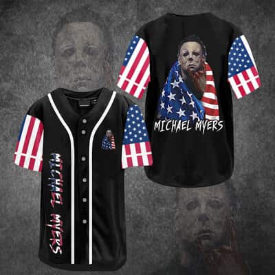 Halloween Michael Myers Baseball Jersey US Flag Gift For Fans Halloween Michael Myers Baseball Jersey US Flag Gift For Fans