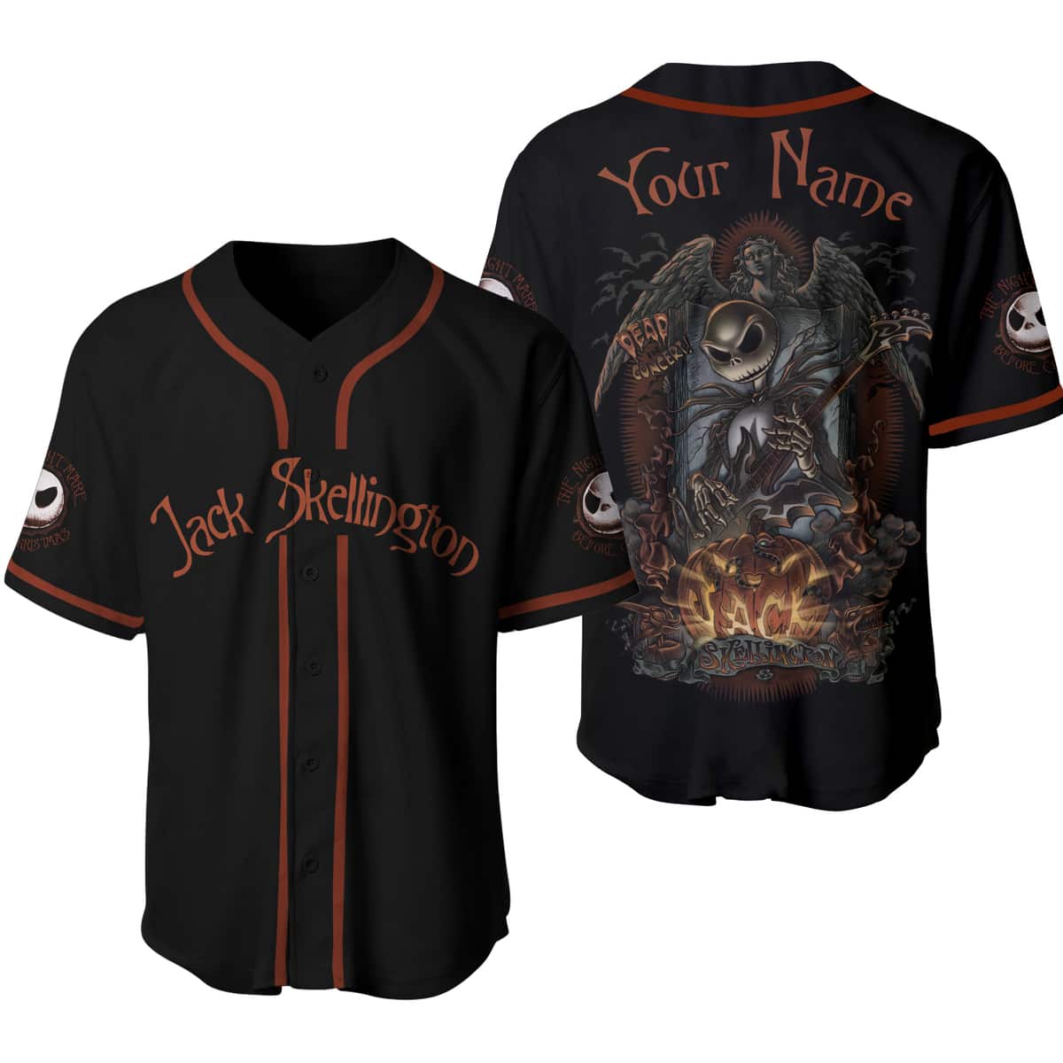 Halloween Jack Skellington Baseball Jersey Custom Name Gift For Boyfriend Halloween Jack Skellington Baseball Jersey Custom Name Gift For Boyfriend