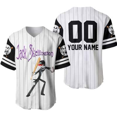 Funny Jack Skellington Baseball Jersey Pumpkin King Of Halloween Town Custom Name Gift For Dad
