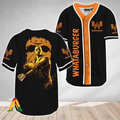 Black Jason Voorhees Baseball Jersey Friday The 13th Whataburger Halloween Gift For Husband