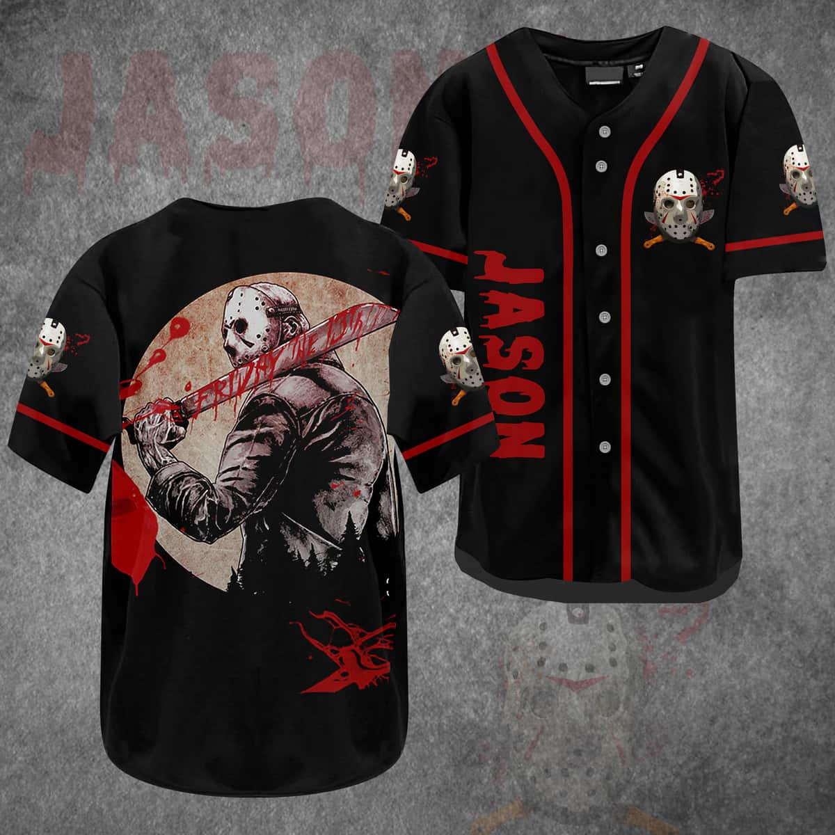 Halloween Jason Voorhees Baseball Jersey Friday The 13th Gift For Boyfriend