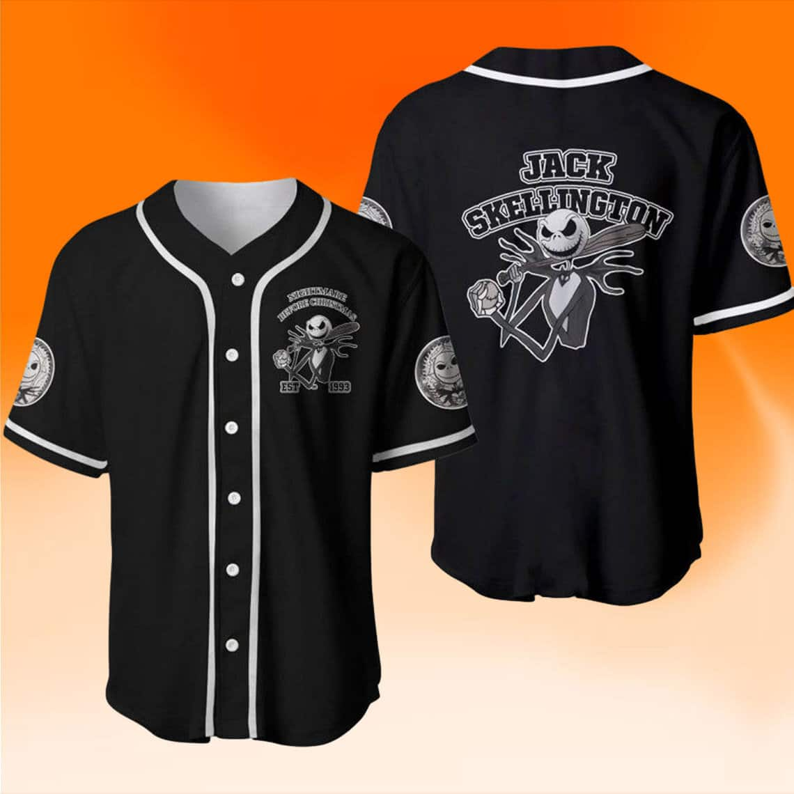 Jack Skellington Baseball Jersey Nightmare Before Christmas Gift For Gift For Fans