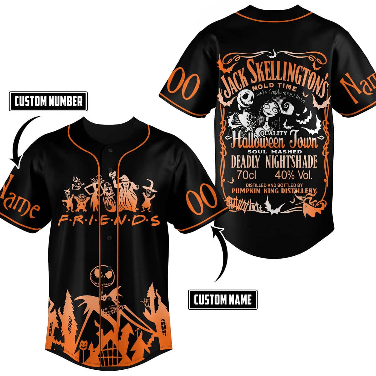 Custom Jack Skellington Baseball Jersey Pumpkin King Of Halloween Town Gift For Sports Fans